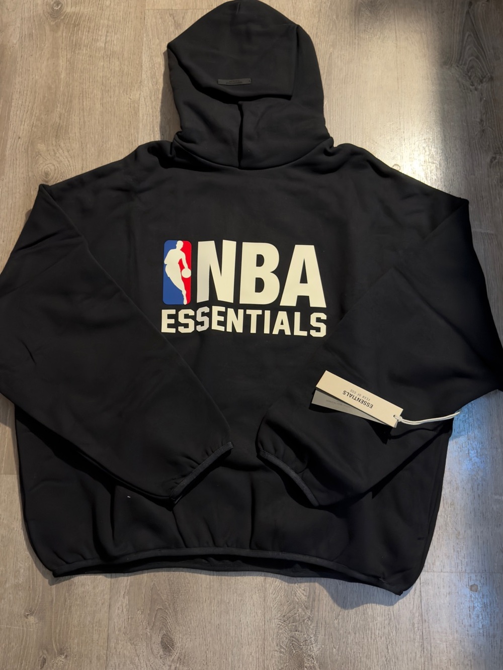 Essentials NBA Black Crewneck Hoodie with Logo
